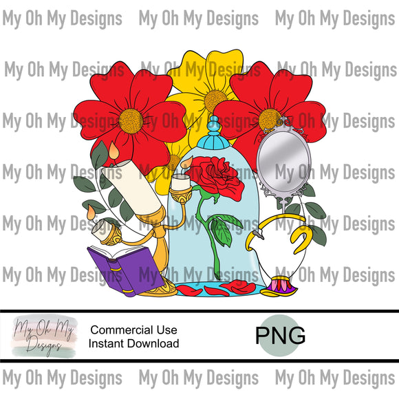 Yellow Dress Princess, Floral Character - PNG File