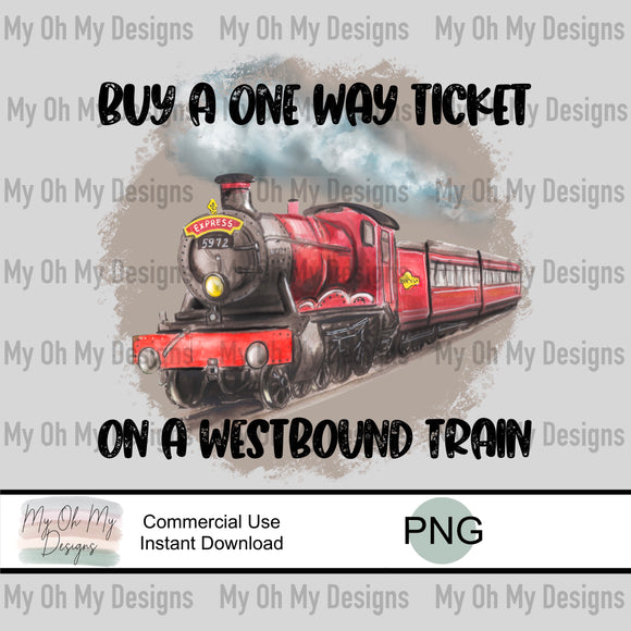 Buy a one way ticket on a westbound train - PNG File