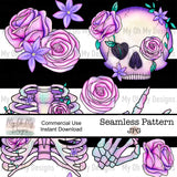 Pastel Floral Skeletons, Halloween - Seamless File