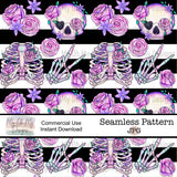 Pastel Floral Skeletons, Halloween - Seamless File