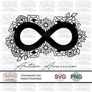 Floral Infinity Autism Awareness, neurodiversity - SVG File - PNG File