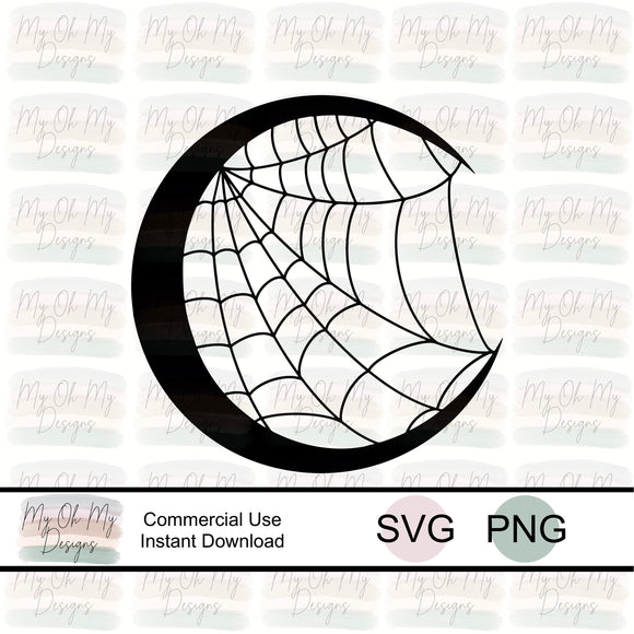 Spiderweb in a moon - SVG File - PNG File