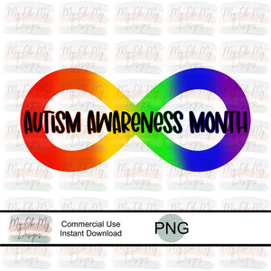 Autism Awareness, Rainbow infinity sign - PNG File