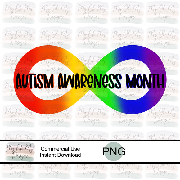 Autism Awareness, Rainbow infinity sign - PNG File