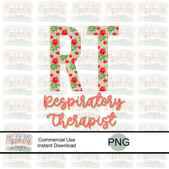 Respiratory Therapist, RT, Floral - PNG File