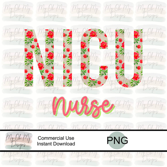 NICU Nurse, Floral - PNG File