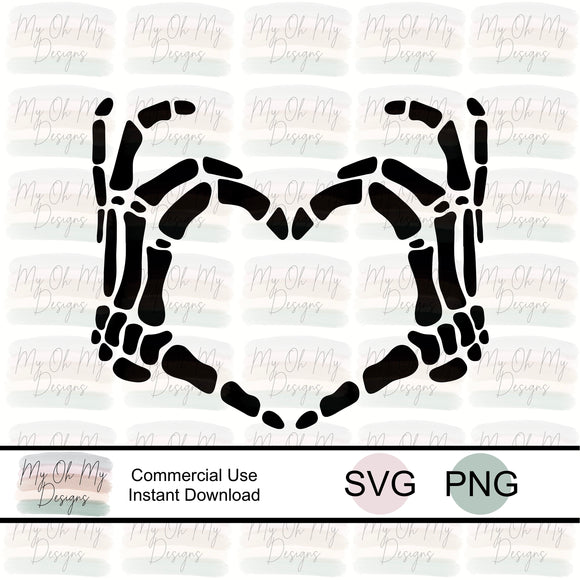 Skeleton hand in a heart shape - SVG File - PNG File