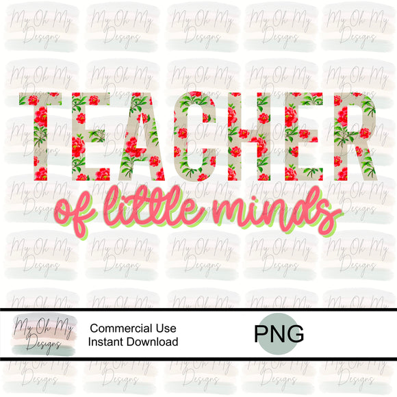 Teacher of little minds, Floral - PNG File