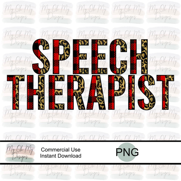 Speech Therapist, Leopard and Plaid - PNG File