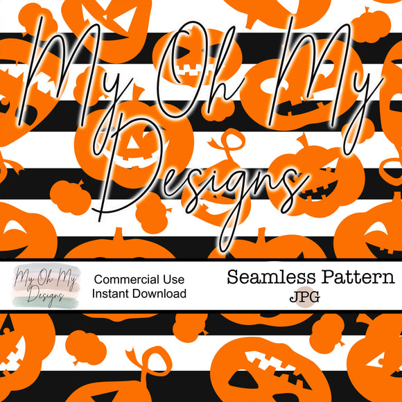 Pumpkins, Jack-o-lanterns, Halloween - Seamless File