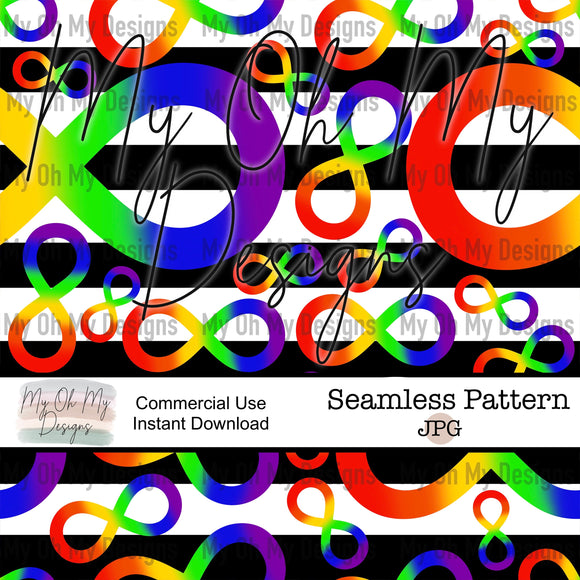 Rainbow infinity symbol, autism awareness acceptance, Neurodiversity - Seamless File