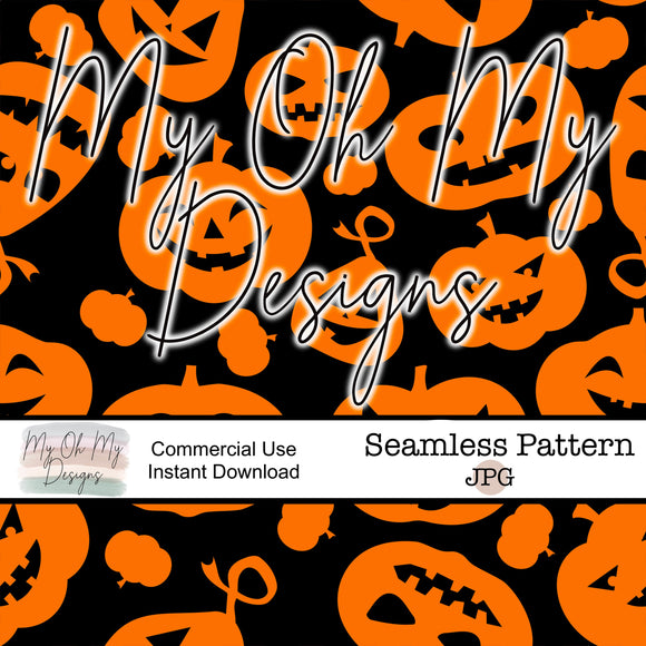 Pumpkins, Jack-o-lanterns, Halloween - Seamless File