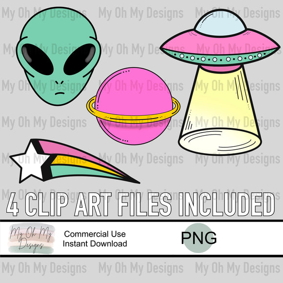 Outer space, aliens, UFO - PNG File - Clipart