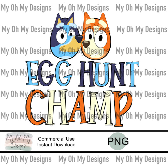 Blue dog, Easter Eggs, EGG HUNT CHAMP - PNG File
