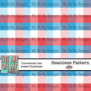 4th of July plaid, red white blue - Seamless File