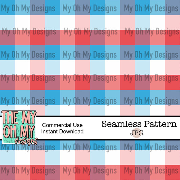 4th of July plaid, red white blue - Seamless File