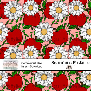 Apples and daisy flowers - Seamless File