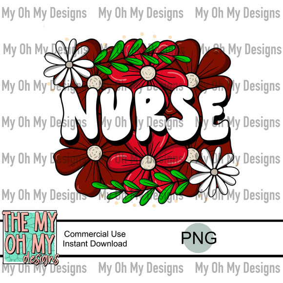 Nurse, floral, flowers- PNG File