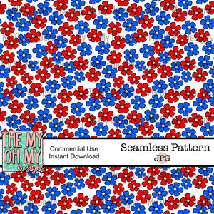 4th of July flowers, floral - Seamless File