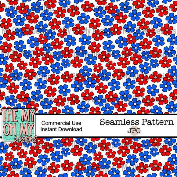 4th of July flowers, floral - Seamless File