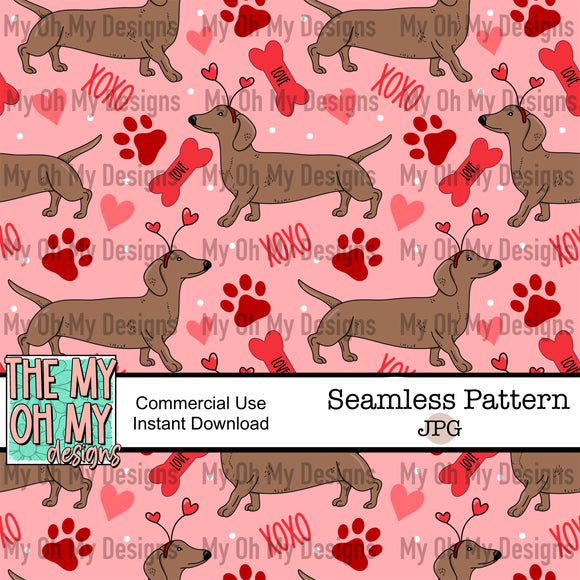 Valentine wiener dogs, dachshund - Seamless File