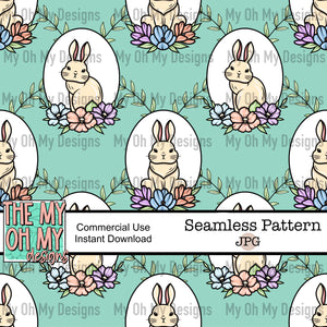 Floral Easter bunny, flowers, spring, rabbit - Seamless File