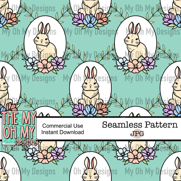 Floral Easter bunny, flowers, spring, rabbit - Seamless File