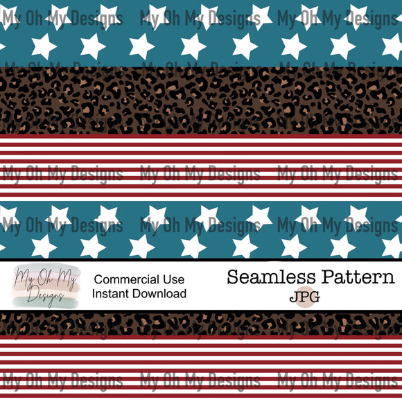 4th of July stripes, leopard print, Military - Seamless File