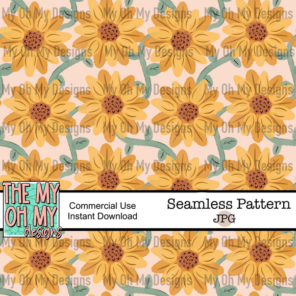 Watercolor sunflowers, floral - Seamless File