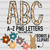 Easter, bunny, flowers - Alphabet set with bonus clipart