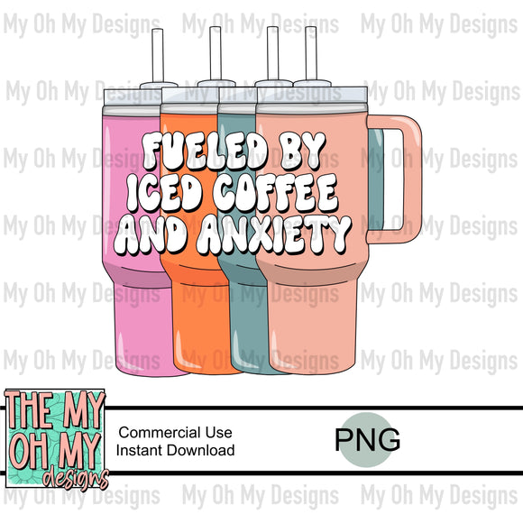 Fueled by iced coffee and anxiety - PNG File