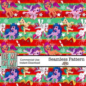 Pony, Christmas, winter - Seamless File