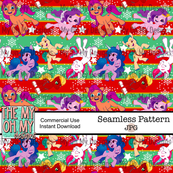 Pony, Christmas, winter - Seamless File