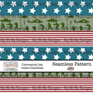 4th of July stripes, camo print, Military - Seamless File