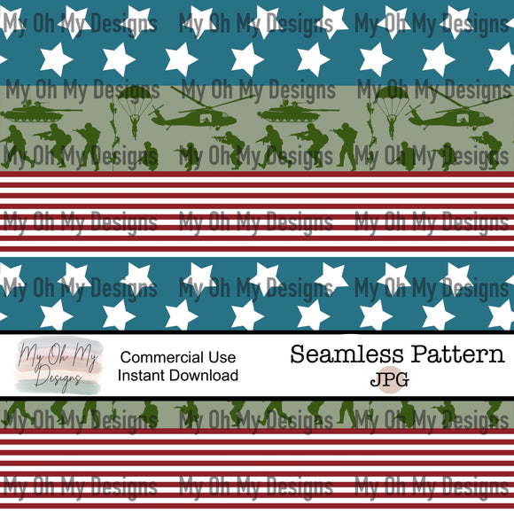 4th of July stripes, camo print, Military - Seamless File