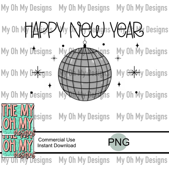 Happy new year, disco ball - PNG File