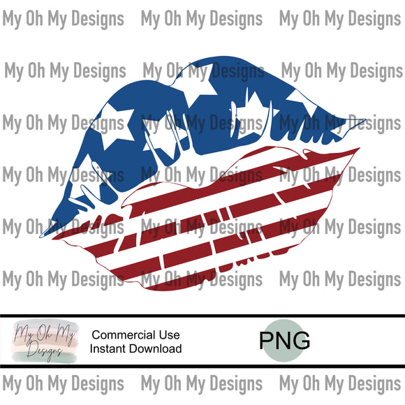 Stars and Stripes, lips - PNG file