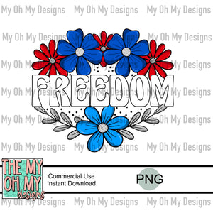 Floral, freedom, 4th of July - PNG File