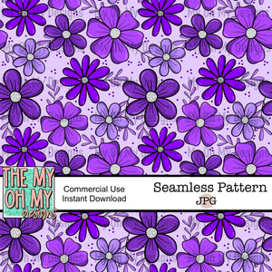 Purple floral, flowers - Seamless File