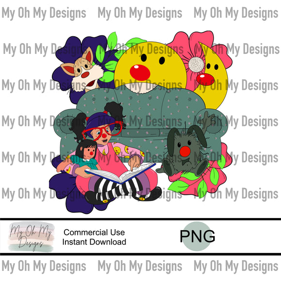 Big comfy couch, floral character - PNG File