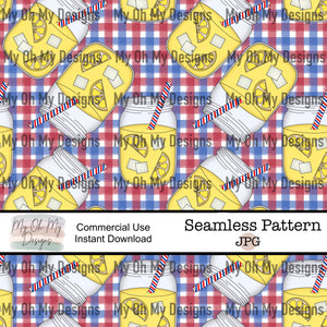 Lemonade, 4th of July, gingham plaid  - Seamless File