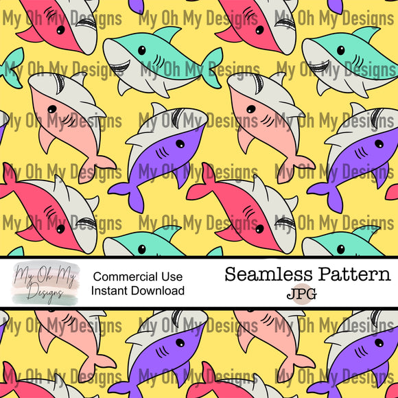 Colorful sharks- seamless file