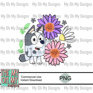 Watercolor, Floral dog, flowers - PNG File