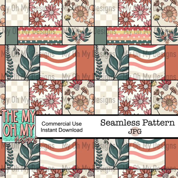 Boho floral, flowers, patchwork - Seamless File