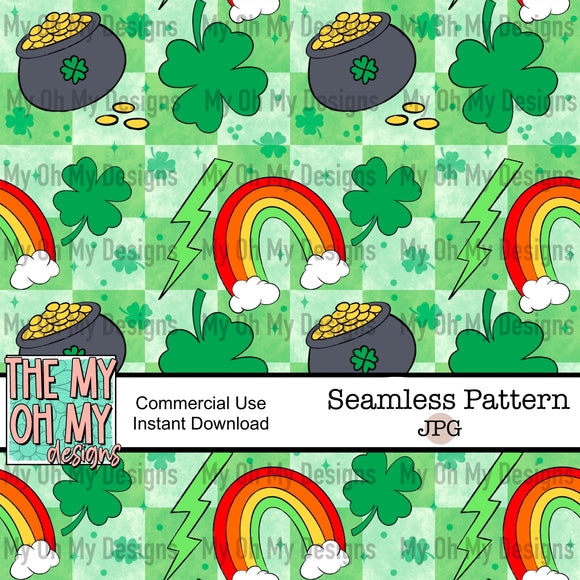 Distressed St Patricks day checkerboard, St Pattys - Seamless File