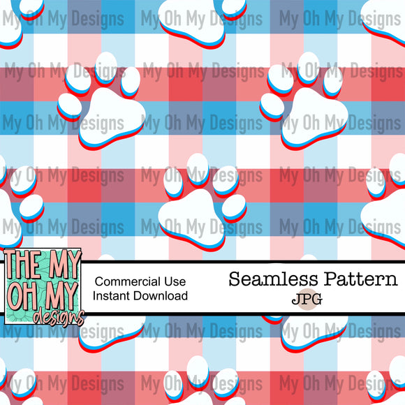 4th of July paw prints - Seamless File