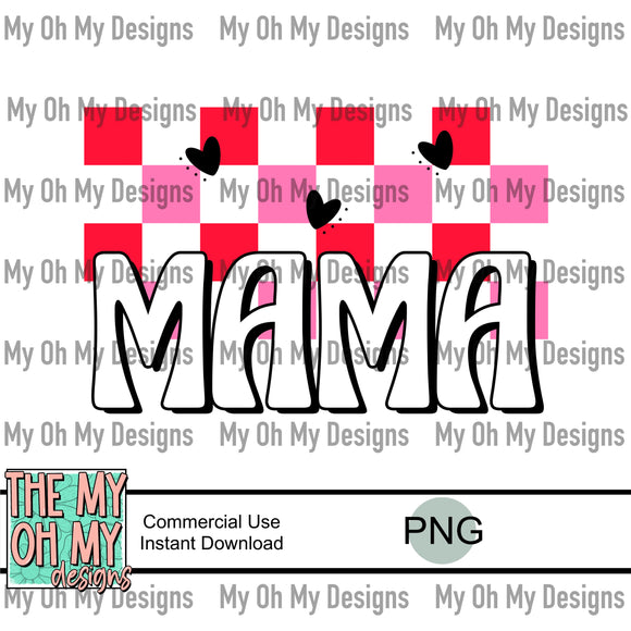 Mama, Valentine’s Day, checkerboard - PNG File