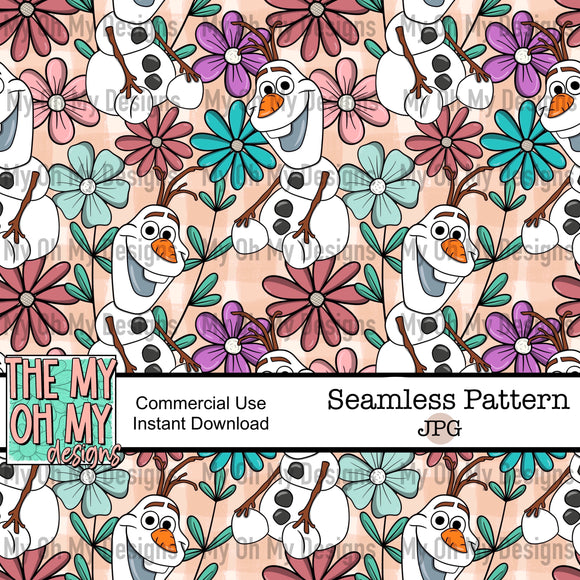 Snowman, floral, flowers - Seamless File