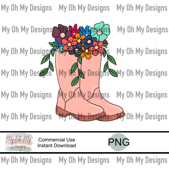 Flower Rainboots - PNG File