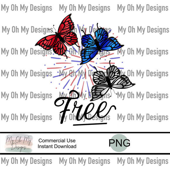 Free, Red white and blue, butterflies, butterfly - PNG File